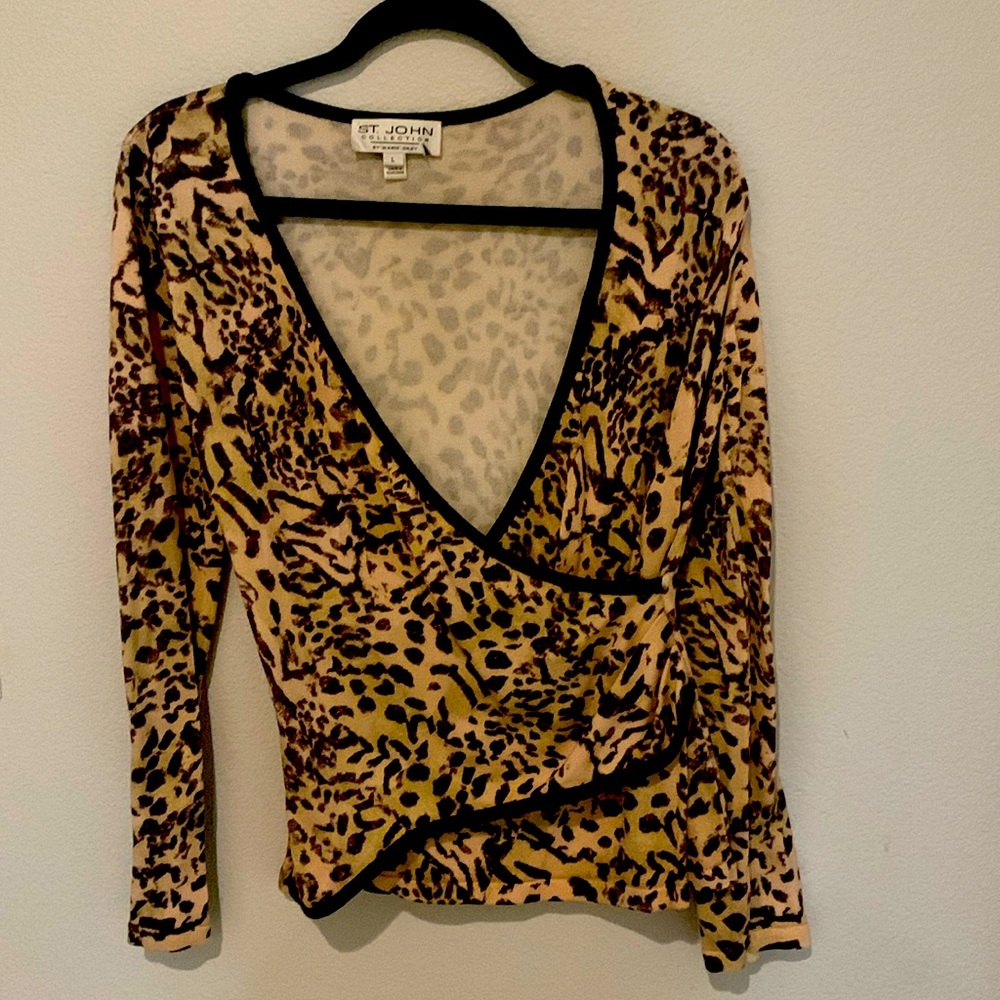 St. John by Marie Gray stretch surplice style sweater.